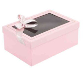 Коробка Прямоугольник 19х12х6см Розовый С окном ВС