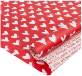 Бумага лист 70х100см Влюбленные сердца Красный (10шт) ДБ