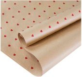 Бумага лист 70х100см Крафт Сердечки Красный (10шт) ДБ