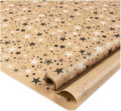 Бумага рулон 0,72х10м Крафт Звезды Белый Графит ДБ