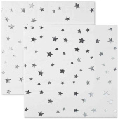 Салфетки бумажные 33х33см Серебристые звезды Белый Серебро Металлик (уп12) ВВ
