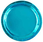 Тарелки бумажные Голубой Металлик 180мм (уп6) ВВ