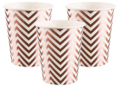 Стаканы бумажные Зигзаги Белый Розовое золото Металлик 250мл (уп6) ВВ
