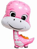 Шар фольга фигура Динозаврик розовый 38" 96см AG (упак)