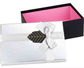 Коробка Прямоугольник 19х12х7см Серебристо-чёрная С бантом Миленд