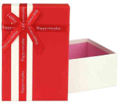 Коробка Прямоугольник 21х14х8см Красно-белая С бантом Миленд