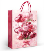 Пакет бумажный ML 22х31см Букет из шариков-сердечек и роз Праздник