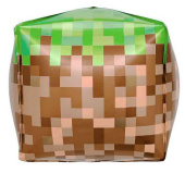 Шар фольга с рисунком 22" 56см FL Куб Пиксели Зеленый Коричневый (упак)