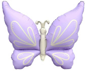 Шар 37" 94 см, фольга, сатин Нежная бабочка, сиреневый