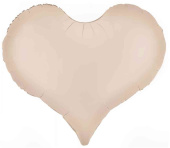 Шар фольга без рисунка 34" FL Сердце Люкс Сатин Белый песок