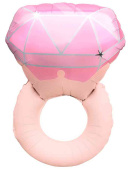 Шар фольга фигура Кольцо с бриллиантом Розовый Сатин 29" 74см FL (упак)