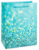 Пакет бумажный M 18х23см Гламур Дизайн №3 Голубой с блестками ДБ