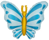 Шар фольга фигура Изящная бабочка Голубой Сатин 34" 86см FL