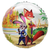 Шар фольга с рисунком 18" FL круг Мистер Лис и Зайка Полицейский Командная работа