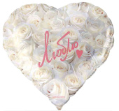 Шар фольга с рисунком 18" FL сердце Люблю Симфония роз Белый