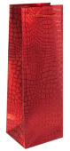 Пакет под бутылку ST 12х35см Кожа крокодила Красный Металлик ДБ