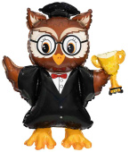 Шар 31" 79 см, фольга Сова-выпускник