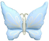 Шар фольга фигура Нежная бабочка Голубой Сатин 37" 94см FL (упак)