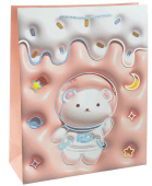 Пакет бумажный L 26х32см Зефирный мишка Дизайн №4 Металлик ДБ