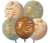 Шар латекс с рисунком 12" 512 пастель Золотой камуфляж (25шт)