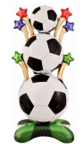 Шар фольга фигура на подставке Футбольные мячи 62" 157см FL
