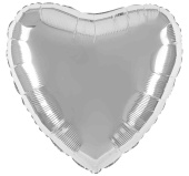 Шар фольга без рисунка 22" GR сердце металлик Серебро