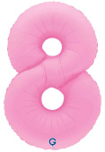 Шар фольга Цифра 40" GR Розовая Сакура Матовый "8" (упак)