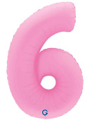 Шар фольга Цифра 40" GR Розовая Сакура Матовый "6" (упак)