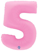 Шар фольга Цифра 40" GR Розовая Сакура Матовый "5" (упак)