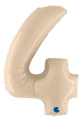 Шар фольга Цифра 40" GR Кремовый Сатин "4" (упак)