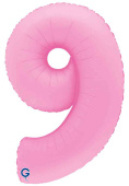 Шар фольга Цифра 40" GR Розовая Сакура Матовый "9" (упак)