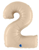 Шар фольга Цифра 40" GR Кремовый Сатин "2" (упак)