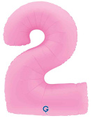 Шар фольга Цифра 40" GR Розовая Сакура Матовый "2" (упак)