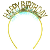 Ободок Happy Birthday Золото с блестками ВВ